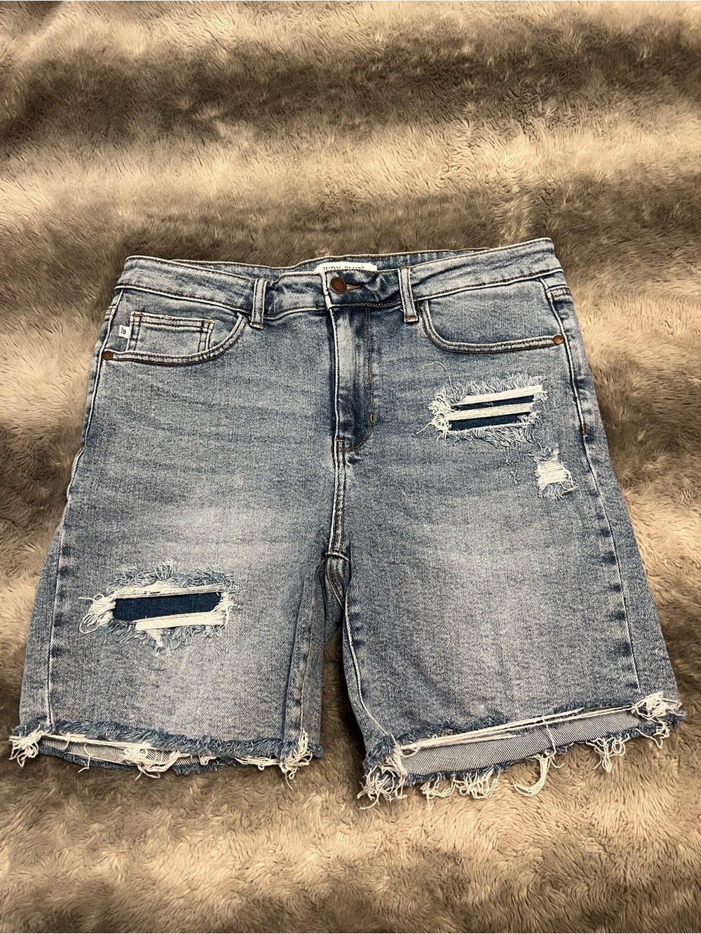 Judy Blue Light Wash Distressed Denim Shorts